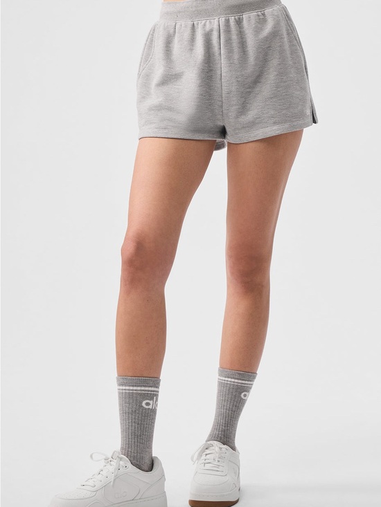 ALO Yoga Pants - ALO Yoga Athletic Heather Gray Low Key Sweat Elastic Waist Shorts
